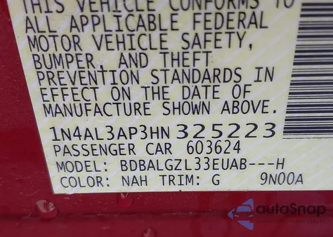 2017 Nissan Altima 2.5 S из США, поврежденный, VIN 1N4AL3AP3HN325223